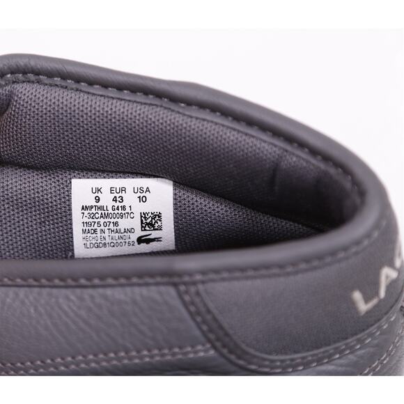 Lacoste Mens Ampthill Gray Hi Top Leather Sneakers US 10 - Picture 13 of 13
